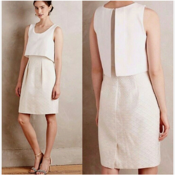 Maeve Dresses & Skirts - Anthropologie Women's Chanterie Ponte Sheath Dress by Maeve Metallic Classic 0P